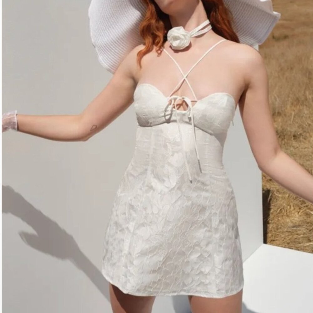 NWT For Love And Lemons Melody Cream Mini Dress SMALL